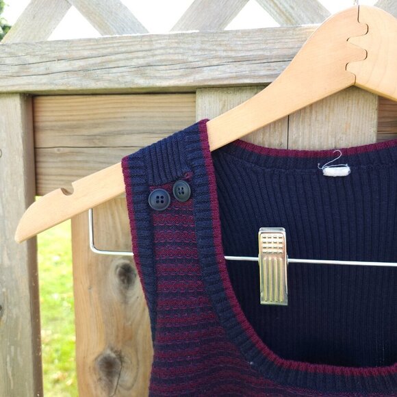 PREPPY SWEATER VEST Women's Size Small NAVY BURGUNDY - Picture 3 of 7